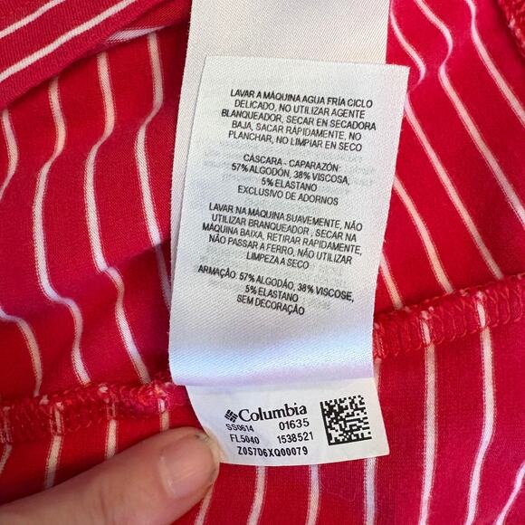 Columbia PFG Omni-Wick Pink & White Striped Dress Medium FL5040 - Picture 8 of 8
